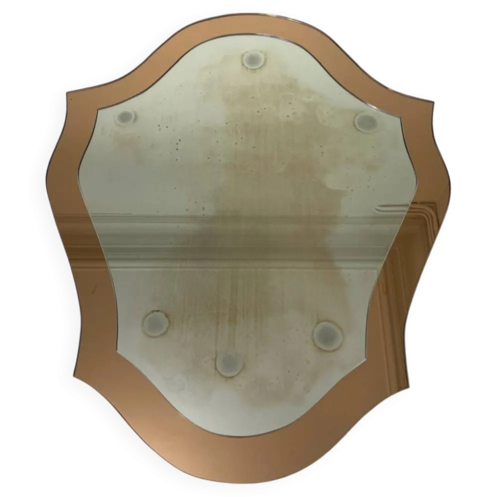 Double miroirs superposés design baroque, France 1970
