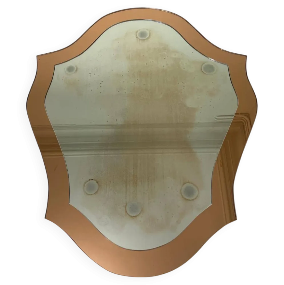 Double miroirs superposés design baroque, France 1970