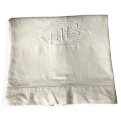 Drap ancien coton et lin monogramme M B