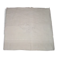 Drap ancien en lin ou métis à 2 rangées de jours avec retours