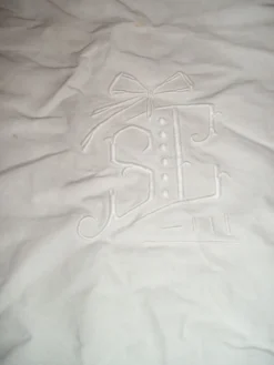 Drap ancien en lin ou métis à 2 rangées chiffré SC