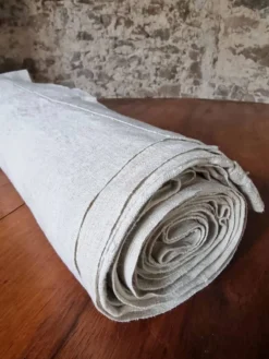 Drap ancien français tissé à la main – Lin naturel, début du 20ème siècle, 210 × 280 cm, 2 kg