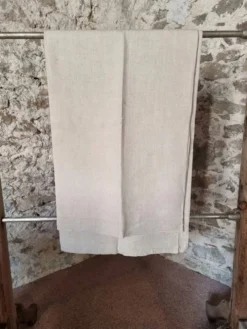 Drap ancien français tissé à la main – Lin naturel, début du 20ème siècle, 210 × 280 cm, 2 kg