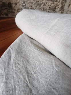 Drap ancien français tissé à la main – Lin naturel, début du 20ème siècle, 210 × 280 cm, 2 kg