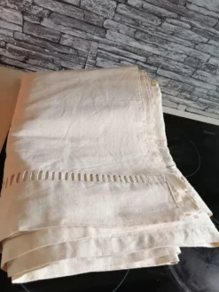 Drap toile écrue metis fleur bleue