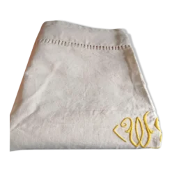 Drap toile écrue metis fleur bleue
