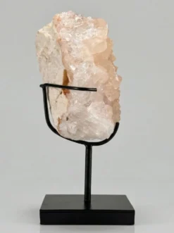 Duo décoratif — Sphère en calcite bandée (onyx marbre) & cristal de calcite sur socles
