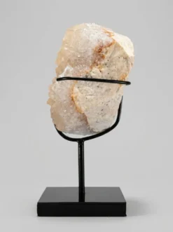 Duo décoratif — Sphère en calcite bandée (onyx marbre) & cristal de calcite sur socles