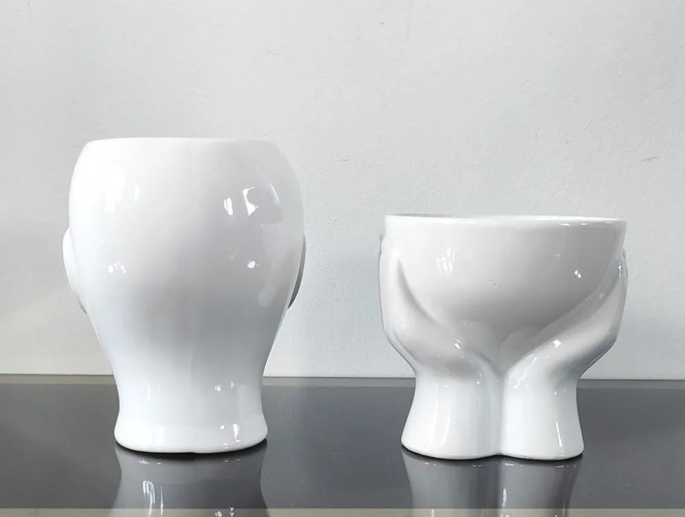 Duo de cache-pots vintage en céramique
