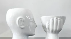 Duo de cache-pots vintage en céramique