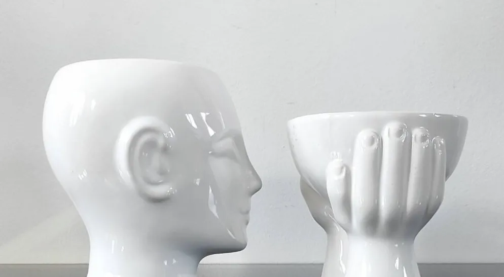 Duo de cache-pots vintage en céramique