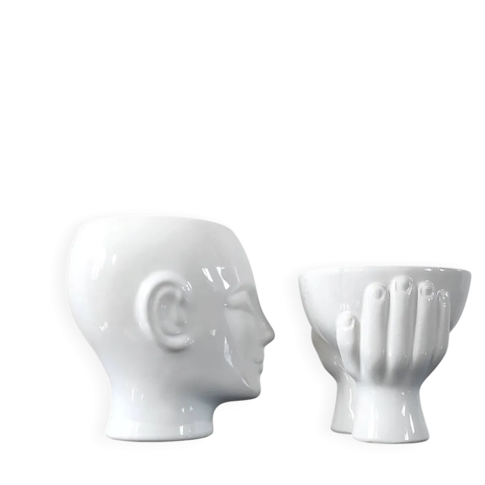 Duo de cache-pots vintage en céramique