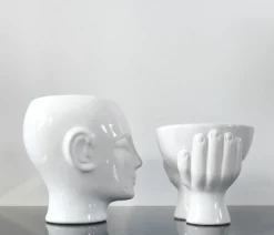 Duo de cache-pots vintage en céramique