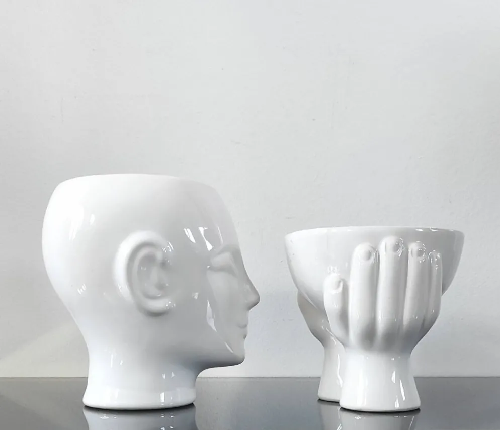 Duo de cache-pots vintage en céramique