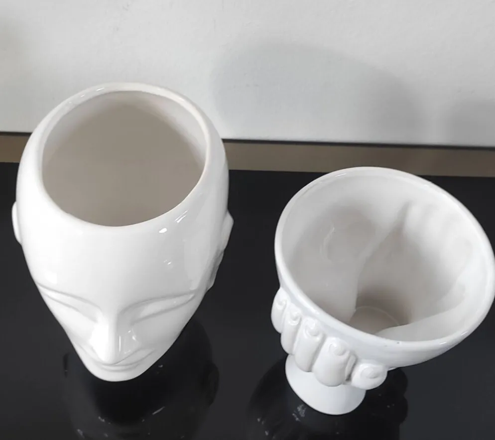 Duo de cache-pots vintage en céramique