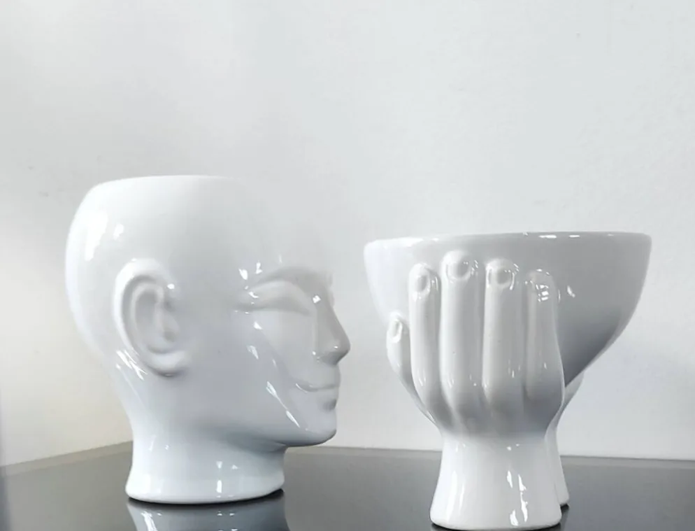Duo de cache-pots vintage en céramique