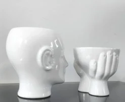 Duo de cache-pots vintage en céramique
