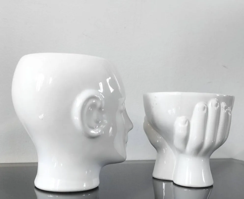 Duo de cache-pots vintage en céramique
