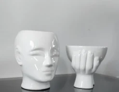 Duo de cache-pots vintage en céramique