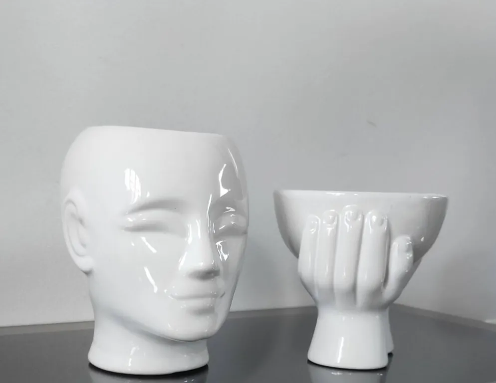 Duo de cache-pots vintage en céramique