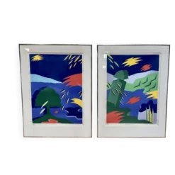 Duo de lithographies design scandinave 