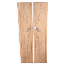Duo de portes vintage Art Deco Rose et Marguerite bois massif chêne