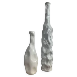 Duo de vases, soliflores vintage en céramique émaillée