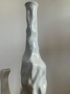Duo de vases, soliflores vintage en céramique émaillée