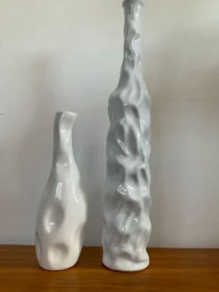 Duo de vases, soliflores vintage en céramique émaillée
