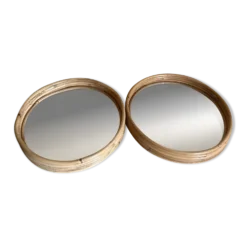 Duo miroirs rotin 30 cm
