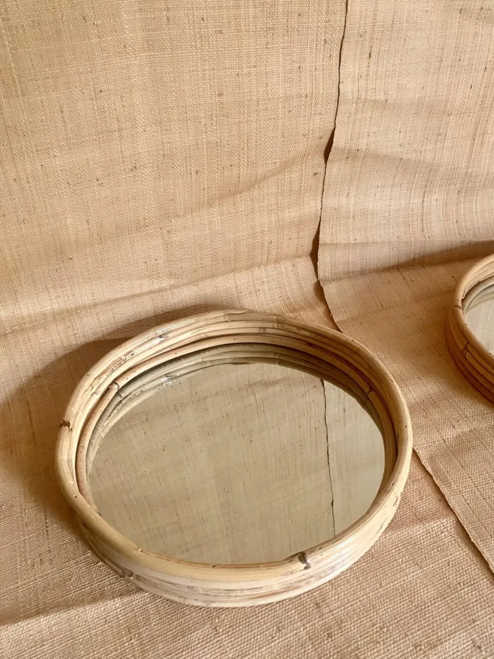Duo miroirs rotin 30 cm
