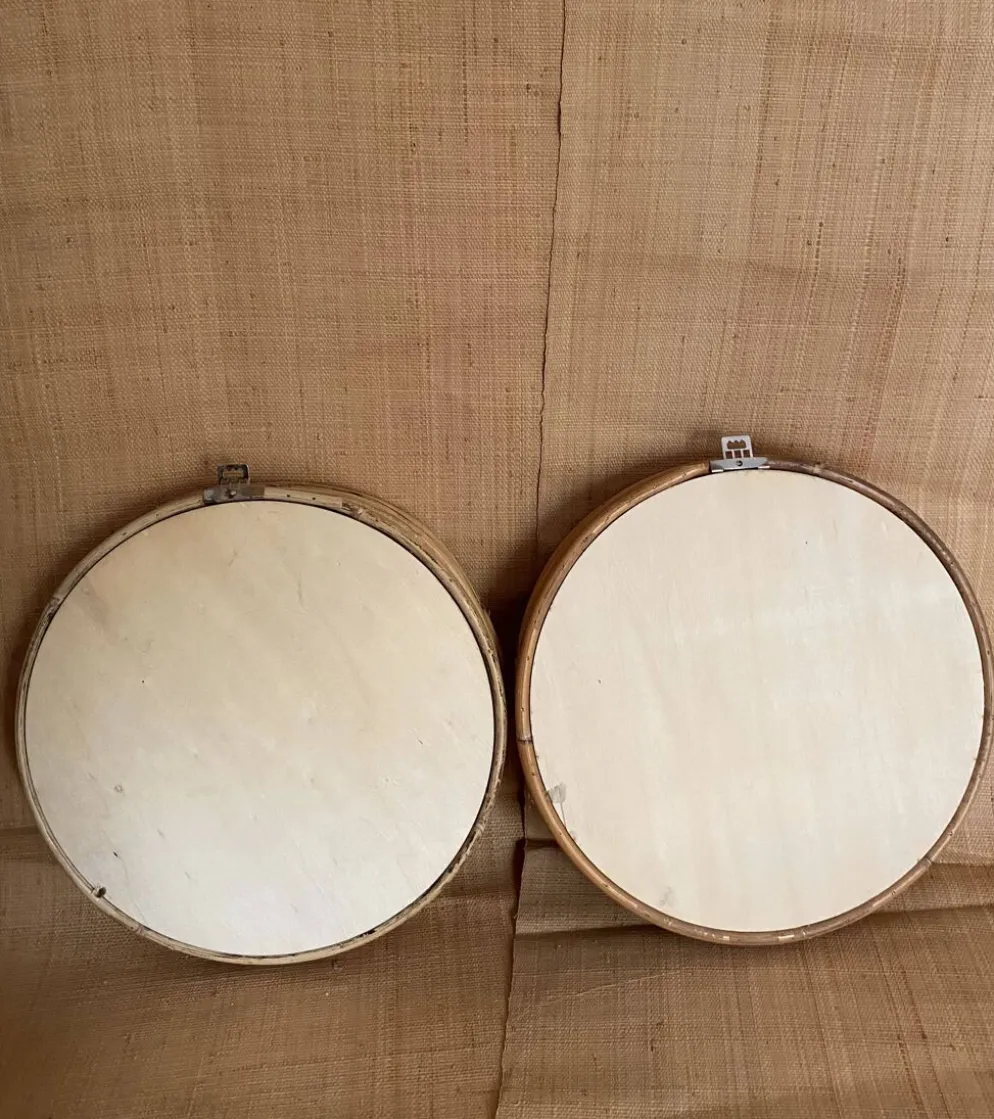 Duo miroirs rotin 30 cm
