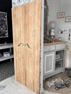 Duo portes d'armoire Art Déco bois massif chêne Solweig & Abigaël paravent