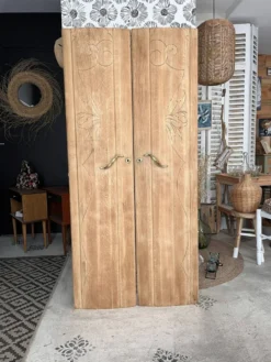 Duo portes d'armoire Art Déco bois massif chêne Solweig & Abigaël paravent