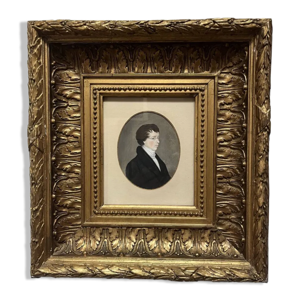 Ecole allemande (?) du début du XIXe siècle, Portrait d'un jeune homme portant des lunettes