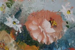 Edmond Sanders, Vase avec des fleurs, années 1950, huile sur toile, encadré