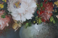 Edmond Sanders, Vase avec des fleurs, années 1950, huile sur toile, encadré
