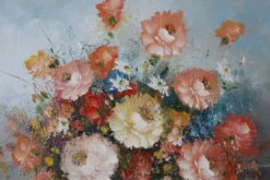 Edmond Sanders, Vase avec des fleurs, années 1950, huile sur toile, encadré