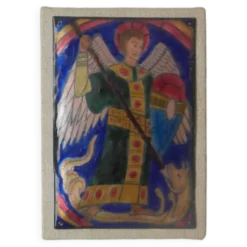 Email de grand feu Saint Michel sur cadre en bois, Abbaye Saint Martin