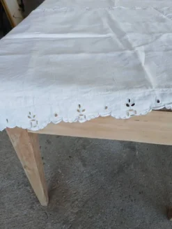 Ensemble ancien drap plat et 2 taies d'oreiller