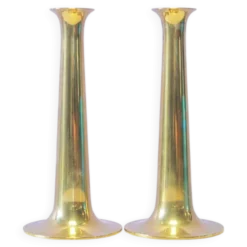 Ensemble de 2 candélabres en laiton Hans Bølling