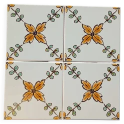 Ensemble de 4 carreaux portugais vintage 15x15 cm en majolique authentique peints à la main