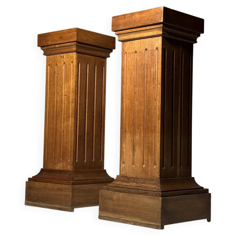 Ensemble de 2 colonnes en chêne massif