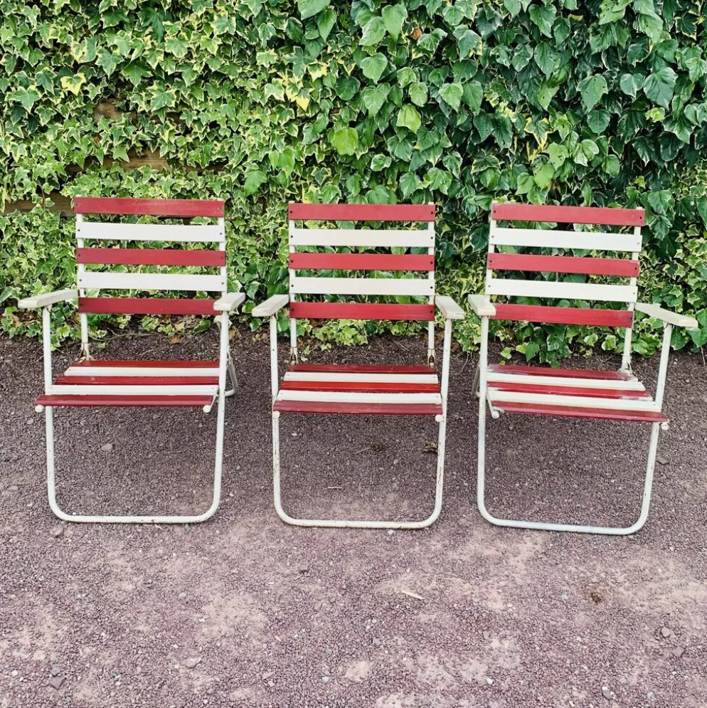 Ensemble de 3 fauteuils pliants de jardin