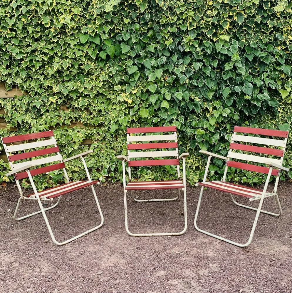 Ensemble de 3 fauteuils pliants de jardin