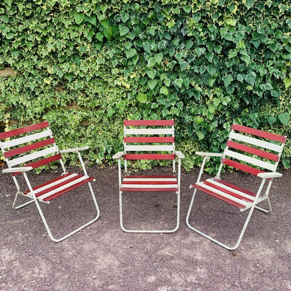 Ensemble de 3 fauteuils pliants de jardin