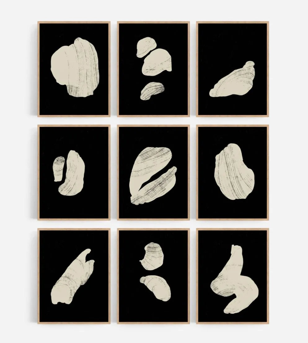 Ensemble de 9 impressions giclées abstraites, format A4