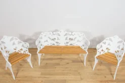 Ensemble de jardin de style victorien Coalbrookdale – Banc et deux fauteuils, Royaume-Uni, années 1950, ensemble de 3