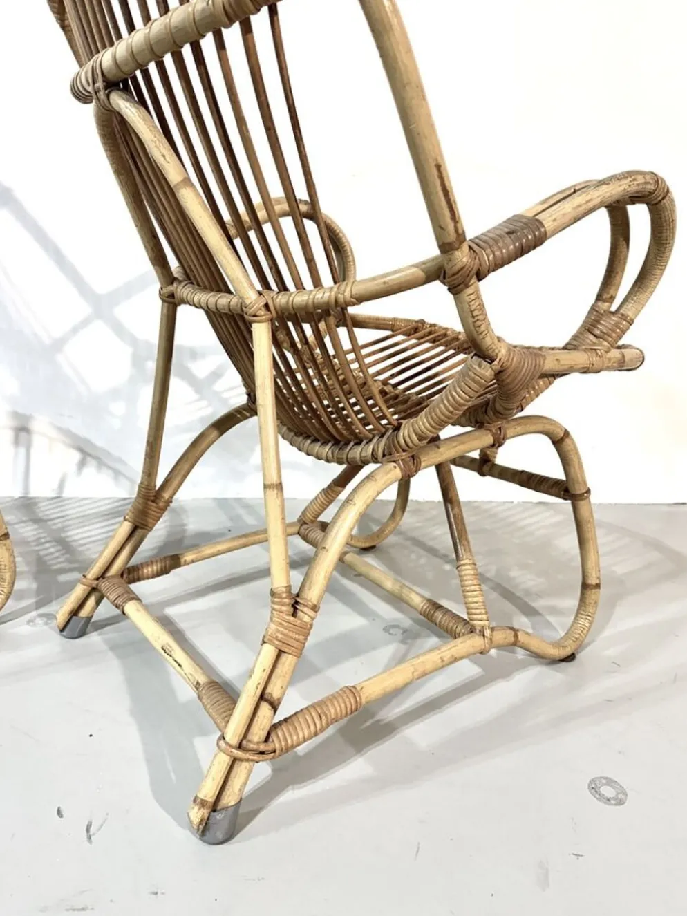 Ensemble de jardin en bambou vintage par Dirk van Sliedrecht pour Rohé Noordwolde, années 70.