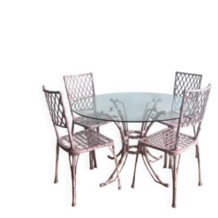 Ensemble de jardin en faux bambou avec table et 4 chaises
